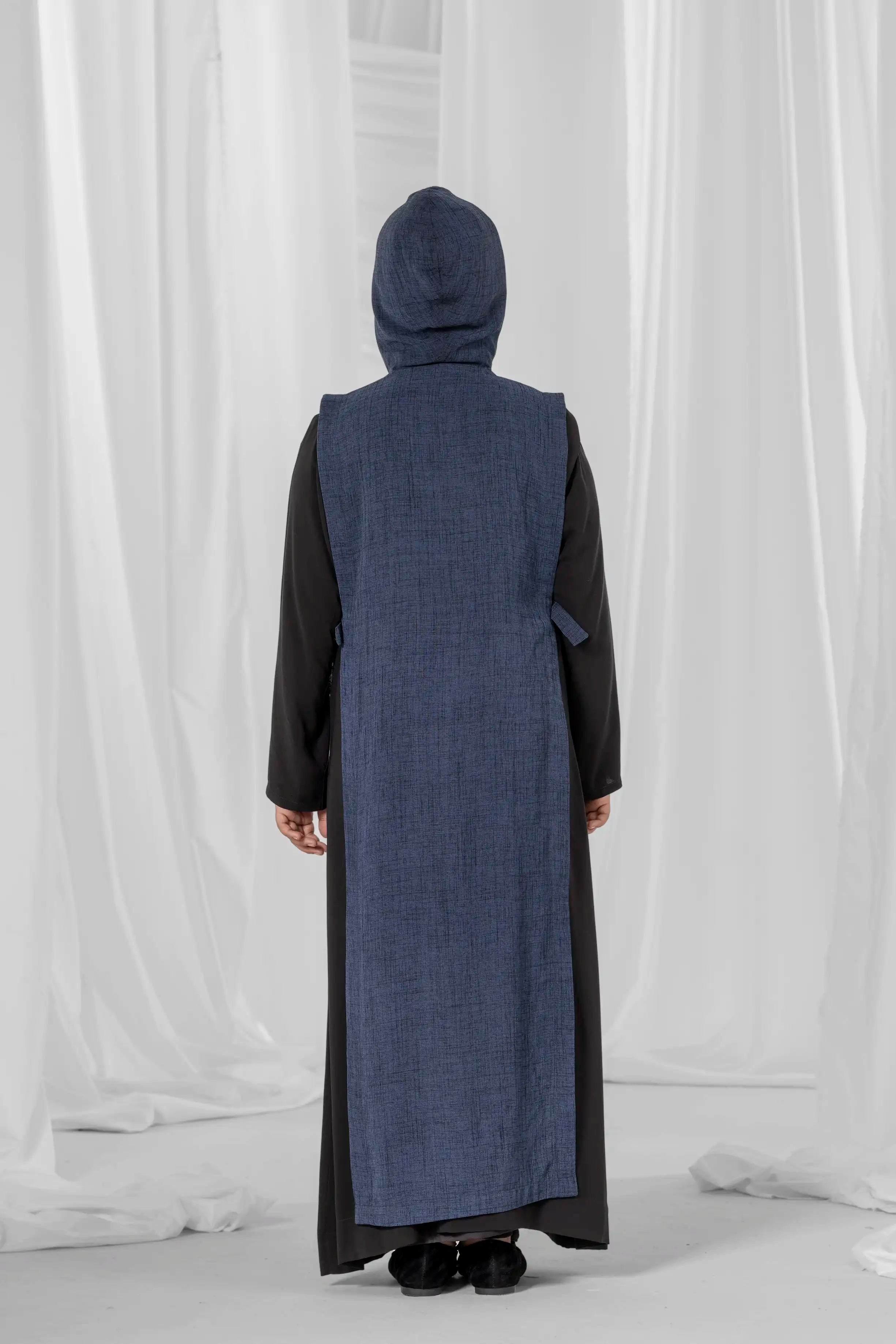 prussian blue hooded jacket for kids-4