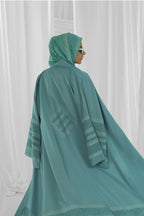 mint green and white abaya 8