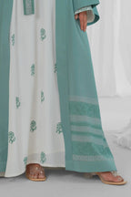 mint green and white abaya 9
