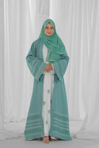 mint green and white abaya 1